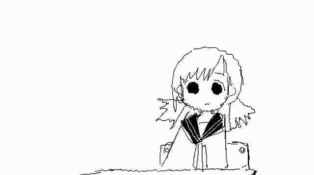 a black and white drawing of a person holding a umbrella