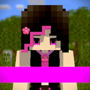 a minecraft girl with pink hair and a flower in her hair