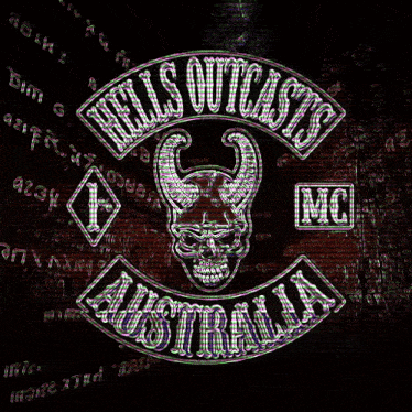 a skull with horns and the words hells outlaws australia on it