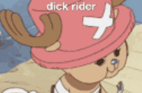 a cartoon character is wearing a pink hat that says dick rider on it