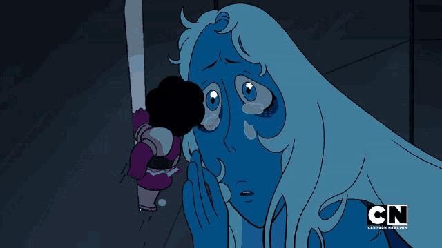 a cartoon of a woman with cn written on the bottom right