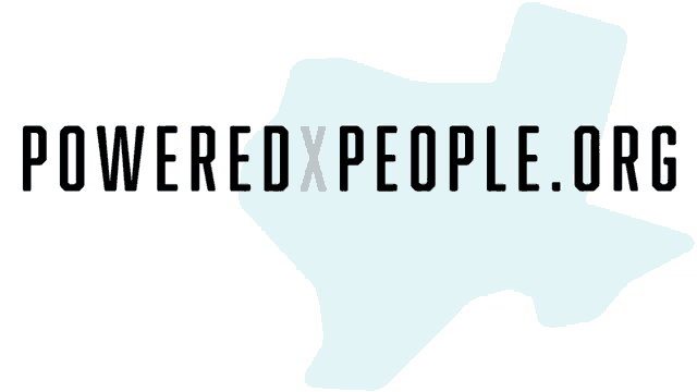 a logo for poweredxpeople.org with a map of texas