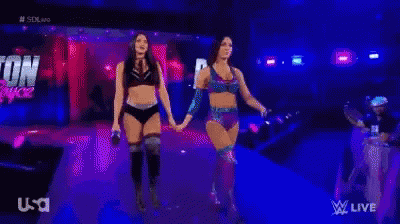 Peyton Royce Holding Hands GIF - Peyton Royce Holding Hands Iconic Duo GIFs