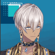 a drawing of a man with white hair and blue eyes