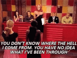 a woman stands in front of a group of people and says you don t know where the hell i come from