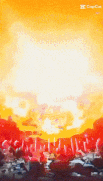 a painting of a large explosion with the words capcut below it