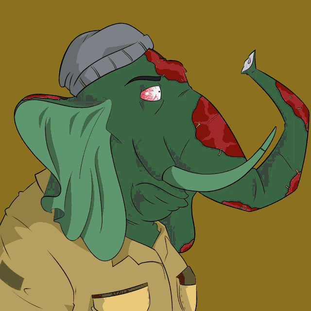 a pink elephant wearing a top hat and glasses