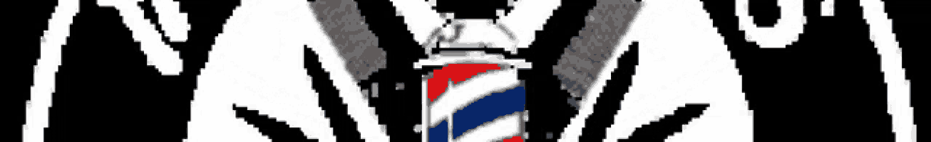 a barber pole with a red , blue and white stripe