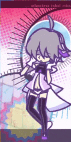 a drawing of a girl with headphones and the words electro idol mia on the bottom right