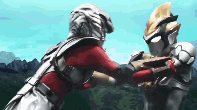 two cartoon characters are fighting each other in a battle