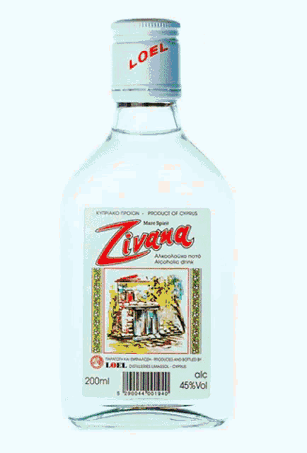 a bottle of loel zivana has a pink label on it