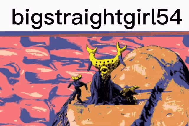 a poster for bigstraightgirl54 shows a monster on top of a mountain