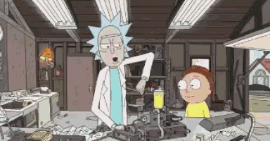 a cartoon of rick and morty in a room