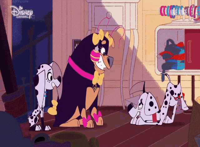 a cartoon of dalmatian dogs is sponsored by disney