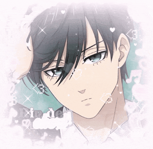 a close up of a boy 's face is surrounded by sparkles and the word bride