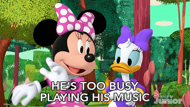 Hes Too Busy Playing His Music Minnie Mouse GIF - Hes Too Busy Playing His Music Minnie Mouse Daisy Duck GIFs
