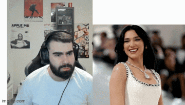 a man wearing headphones next to a woman wearing a white top