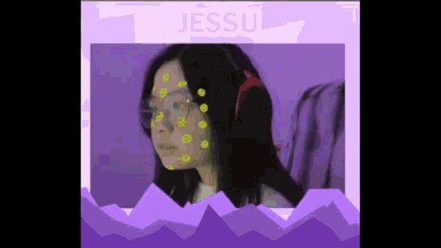a girl with smiley faces on her face and the name jessu