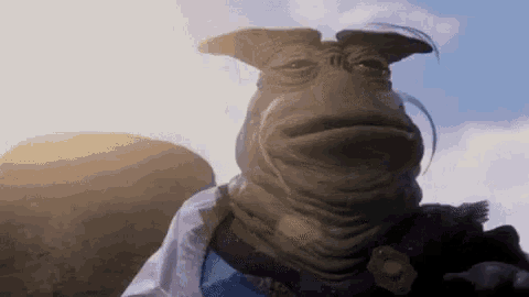a close up of a cartoon character 's face