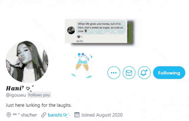 a screenshot of a person 's following page