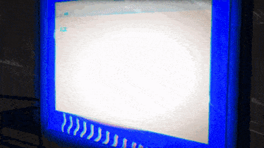 a computer screen with a blue frame and a white screen