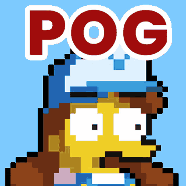 a pixelated image of bart simpson with the words pog above him