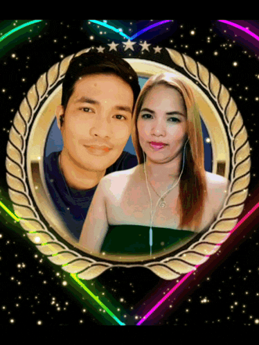 a picture of a man and a woman in a circle