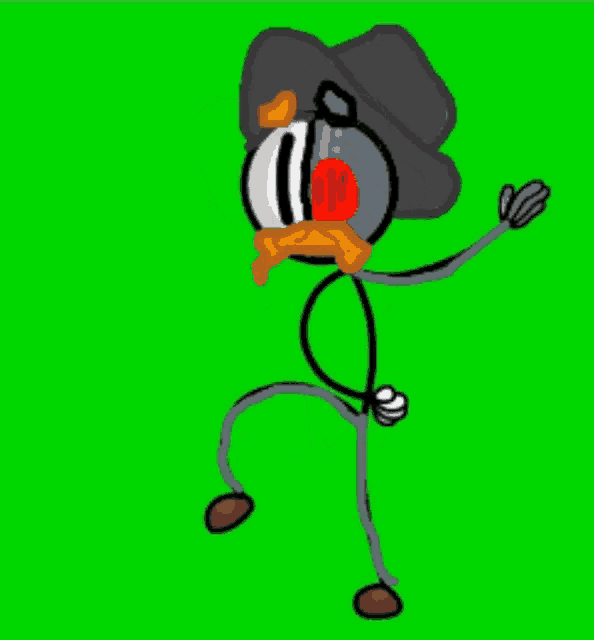 a stick figure is wearing a hat and a mustache .