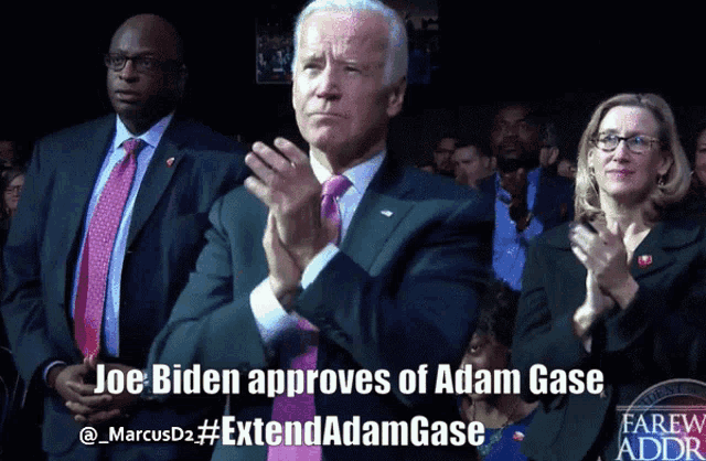 a picture of joe biden applauding with a caption that reads " joe biden approves of adam gase "