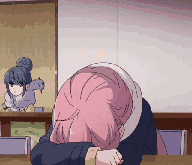 a drawing of a girl with pink hair