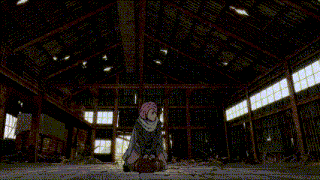a cartoon of a skeleton in a pink dress holding a knife