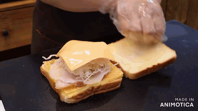 a sandwich is being made in an animatica advertisement