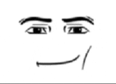 a black and white drawing of a man 's face with a smiling mouth .