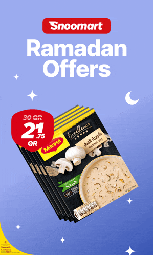 a stack of packages of maggi soup with the words ramadan offers