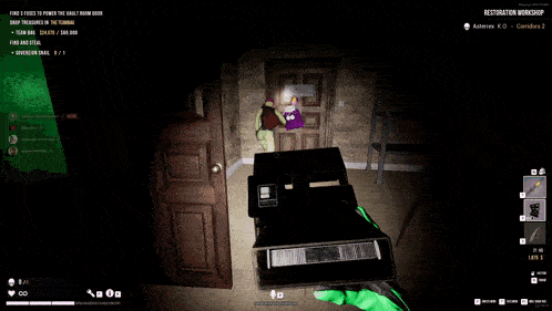 a screenshot of a video game that says restoration workshop on it