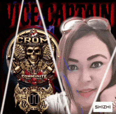 a woman in front of a vice captain emblem