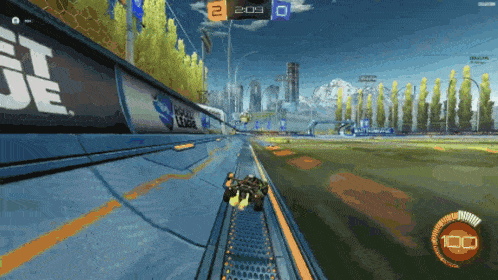 a rocket league game is being played on a computer monitor