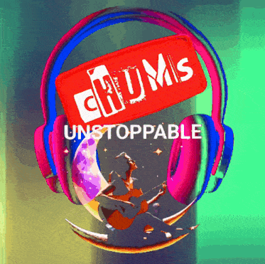 an advertisement for chums unstoppable headphones