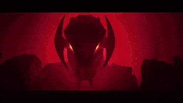 a close up of a robot with red lights on its face