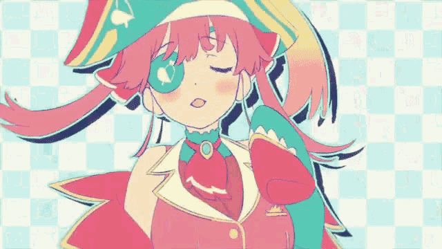 a colorful drawing of a girl with a pirate hat