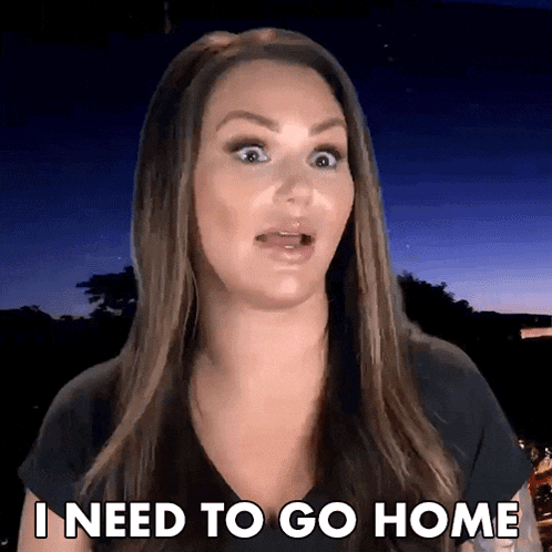 a woman says i need to go home in front of a night sky
