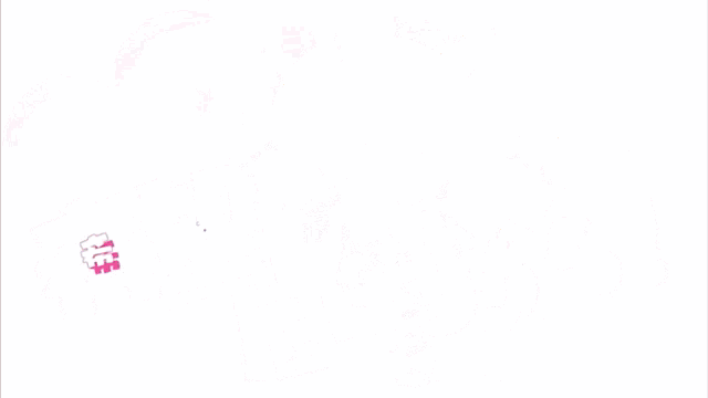 a girl in a pink dress is surrounded by stars and chinese characters