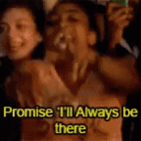 a woman is taking a picture of herself and says `` promise i 'll always be there `` .