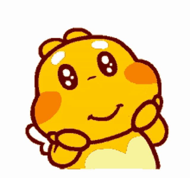 a cartoon frog with big eyes and a smile on its face is looking up .