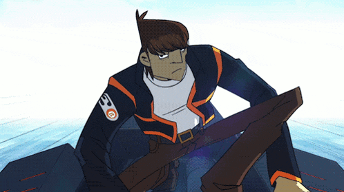 a cartoon of a man wearing a jacket with the number 39 on the sleeve