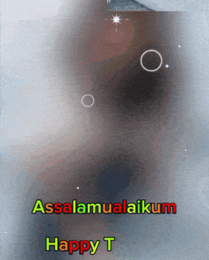 a gray background with the words assalamualaikum happy t