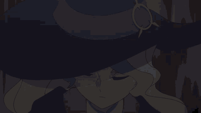 a close up of a witch wearing a purple hat