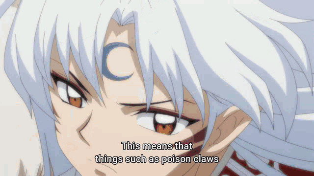 a close up of a person 's face with the words this means that things such as poison claws
