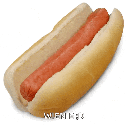 a hot dog on a bun with the words wienie : d above it