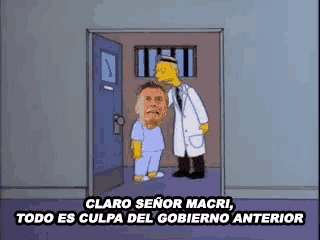 a cartoon of a man standing next to a doctor with a caption that says claro señor macri